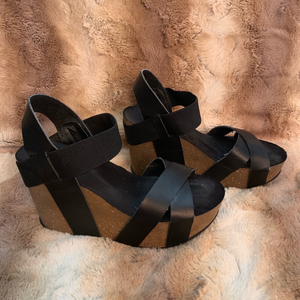 MIA Black Wedge Heels